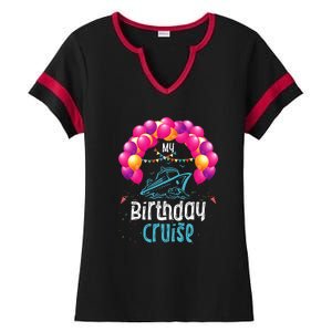 Festive My Birthday Cruise Ship Party Anniversary Ladies Halftime Notch Neck Tee