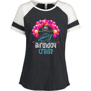 Festive My Birthday Cruise Ship Party Anniversary Enza Ladies Jersey Colorblock Tee