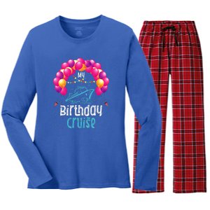 Festive My Birthday Cruise Ship Party Anniversary Women's Long Sleeve Flannel Pajama Set 