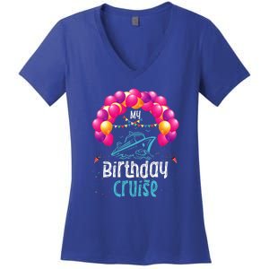 Festive My Birthday Cruise Ship Party Anniversary Women's V-Neck T-Shirt