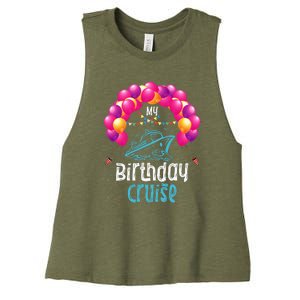 Festive My Birthday Cruise Ship Party Anniversary Women's Racerback Cropped Tank