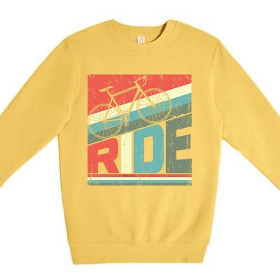 Funny Mountain Biking Vintage Ride Mtb Funny Gift Cool Gift Premium Crewneck Sweatshirt