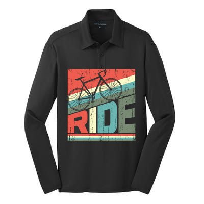 Funny Mountain Biking Vintage Ride Mtb Funny Gift Cool Gift Silk Touch Performance Long Sleeve Polo