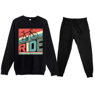 Funny Mountain Biking Vintage Ride Mtb Funny Gift Cool Gift Premium Crewneck Sweatsuit Set