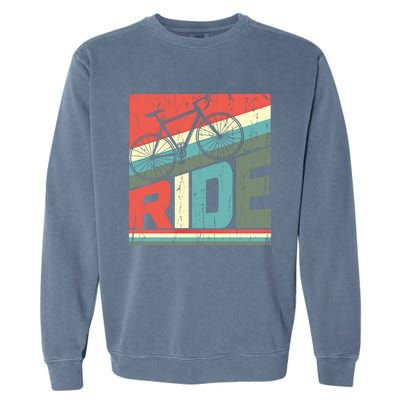 Funny Mountain Biking Vintage Ride Mtb Funny Gift Cool Gift Garment-Dyed Sweatshirt