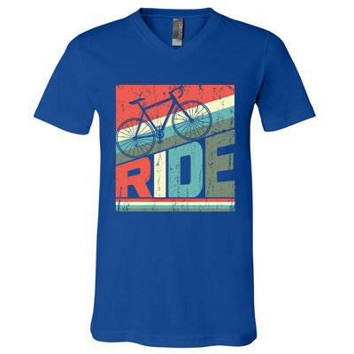 Funny Mountain Biking Vintage Ride Mtb Funny Gift Cool Gift V-Neck T-Shirt