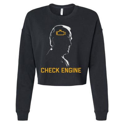 Funny Meme Biden Check Engine Light anti Biden  Cropped Pullover Crew