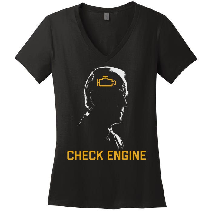 Funny Meme Biden Check Engine Light anti Biden  Women's V-Neck T-Shirt