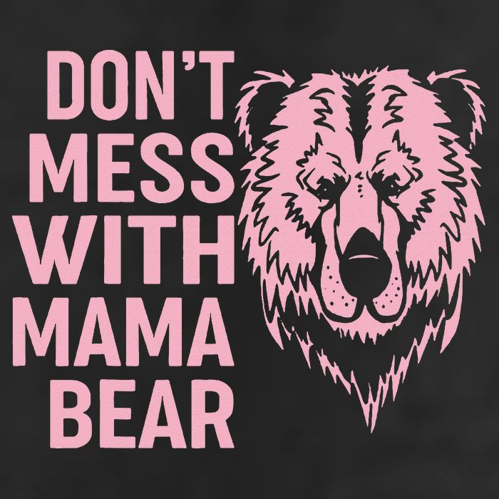 Funny Mama Bear Don't Mess With Mama Bear Mothers Day 7 Panel Mesh Trucker Snapback Hat