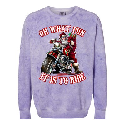 Funny Motorcycle Biker Grandpa Santa Rider Christmas Gift Meaningful Gift Colorblast Crewneck Sweatshirt