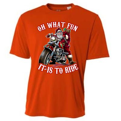 Funny Motorcycle Biker Grandpa Santa Rider Christmas Gift Meaningful Gift Cooling Performance Crew T-Shirt