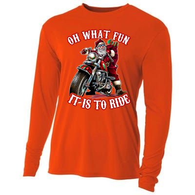 Funny Motorcycle Biker Grandpa Santa Rider Christmas Gift Meaningful Gift Cooling Performance Long Sleeve Crew