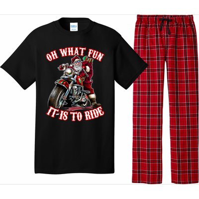 Funny Motorcycle Biker Grandpa Santa Rider Christmas Gift Meaningful Gift Pajama Set