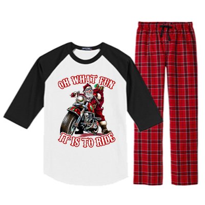 Funny Motorcycle Biker Grandpa Santa Rider Christmas Gift Meaningful Gift Raglan Sleeve Pajama Set