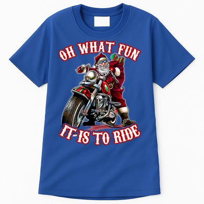 Funny Motorcycle Biker Grandpa Santa Rider Christmas Gift Meaningful Gift Tall T-Shirt