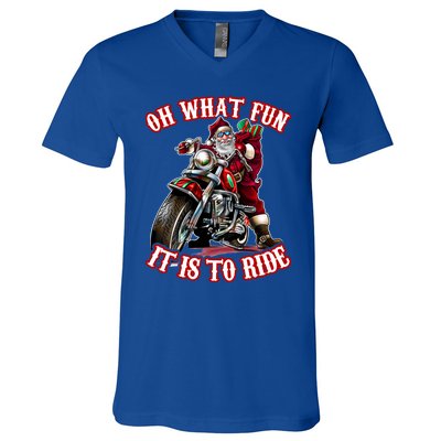 Funny Motorcycle Biker Grandpa Santa Rider Christmas Gift Meaningful Gift V-Neck T-Shirt