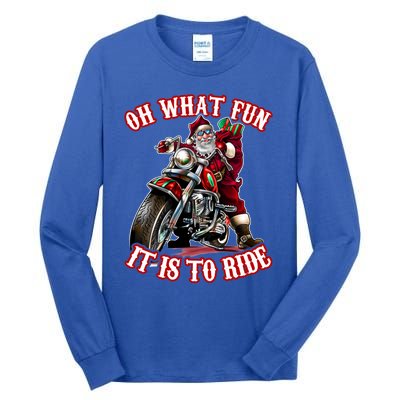 Funny Motorcycle Biker Grandpa Santa Rider Christmas Gift Meaningful Gift Tall Long Sleeve T-Shirt