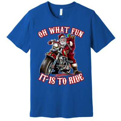 Funny Motorcycle Biker Grandpa Santa Rider Christmas Gift Meaningful Gift Premium T-Shirt