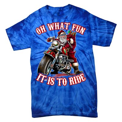 Funny Motorcycle Biker Grandpa Santa Rider Christmas Gift Meaningful Gift Tie-Dye T-Shirt