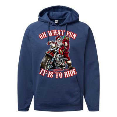 Funny Motorcycle Biker Grandpa Santa Rider Christmas Gift Meaningful Gift Performance Fleece Hoodie