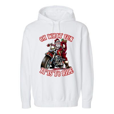 Funny Motorcycle Biker Grandpa Santa Rider Christmas Gift Meaningful Gift Garment-Dyed Fleece Hoodie