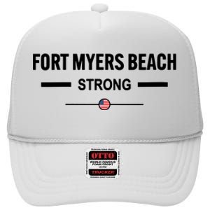 Fort Myers Beach Strong Community Strength Prayer Us Flag High Crown Mesh Back Trucker Hat