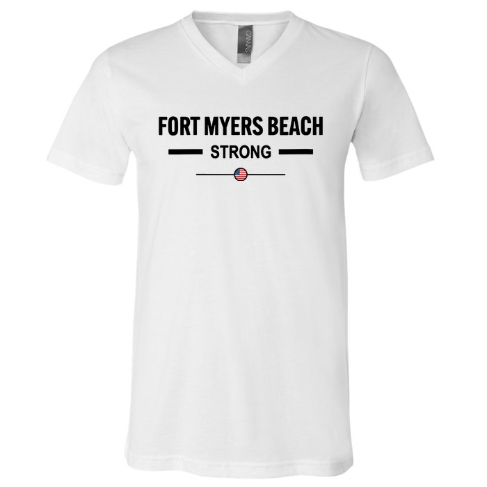 Fort Myers Beach Strong Community Strength Prayer Us Flag V-Neck T-Shirt