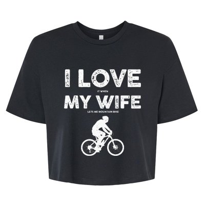 Funny Mountain Bike Design For Dad Biking Husband Quote Bella+Canvas Jersey Crop Tee