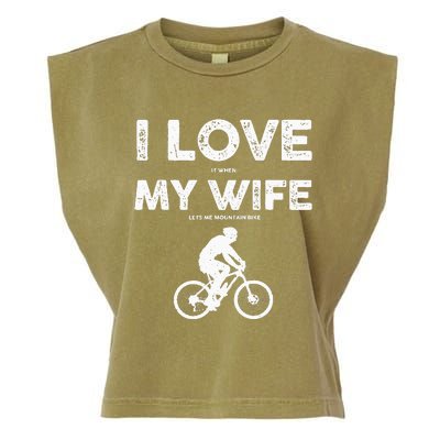 Funny Mountain Bike Design For Dad Biking Husband Quote Garment-Dyed Women's Muscle Tee