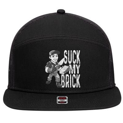 Funny Mason Bricklayer Hard Work Brickie Brickmason Building 7 Panel Mesh Trucker Snapback Hat