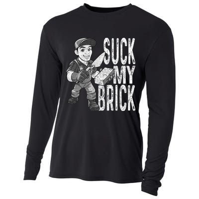 Funny Mason Bricklayer Hard Work Brickie Brickmason Building Cooling Performance Long Sleeve Crew