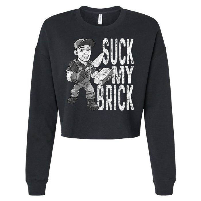 Funny Mason Bricklayer Hard Work Brickie Brickmason Building Cropped Pullover Crew