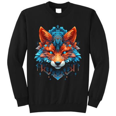 Fox Mandala Blue Eyes Animal Art Fox Sweatshirt