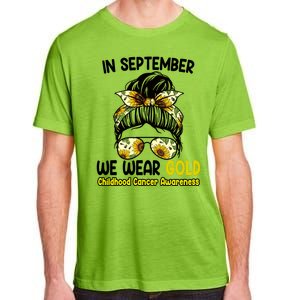 Floral Messy Bun In September We Wear Gold Childhood Cancer Adult ChromaSoft Performance T-Shirt