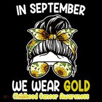 Floral Messy Bun In September We Wear Gold Childhood Cancer Flatbill Hat