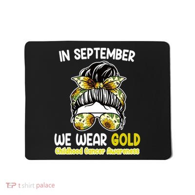 Floral Messy Bun In September We Wear Gold Childhood Cancer Mousepad