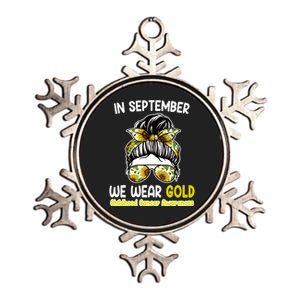 Floral Messy Bun In September We Wear Gold Childhood Cancer Metallic Star Ornament