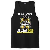 Floral Messy Bun In September We Wear Gold Childhood Cancer PosiCharge Competitor Tank