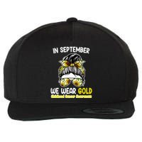 Floral Messy Bun In September We Wear Gold Childhood Cancer Wool Snapback Cap