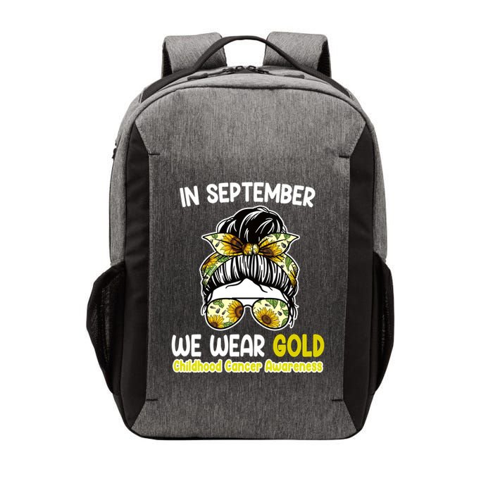 Floral Messy Bun In September We Wear Gold Childhood Cancer Vector Backpack