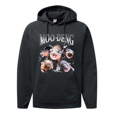 Funny Moodeng Baby Pygmy Hippo Cute Zoo For Family Performance Fleece Hoodie