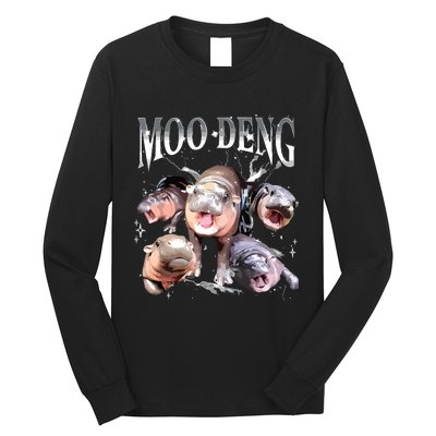 Funny Moodeng Baby Pygmy Hippo Cute Zoo For Family Long Sleeve Shirt