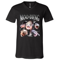 Funny Moodeng Baby Pygmy Hippo Cute Zoo For Family V-Neck T-Shirt