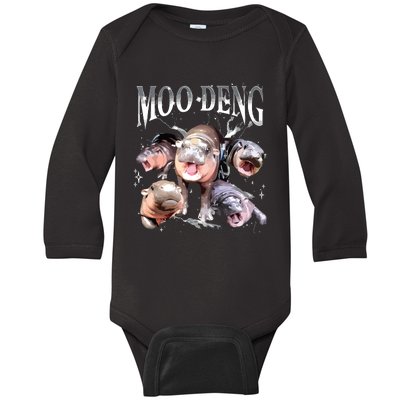 Funny Moodeng Baby Pygmy Hippo Cute Zoo For Family Baby Long Sleeve Bodysuit