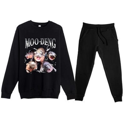 Funny Moodeng Baby Pygmy Hippo Cute Zoo For Family Premium Crewneck Sweatsuit Set