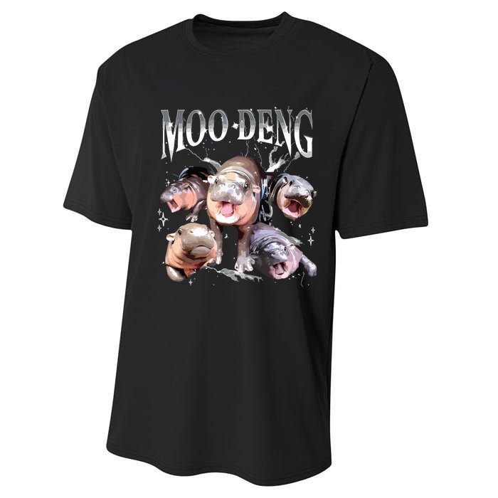 Funny Moodeng Baby Pygmy Hippo Cute Zoo For Family Performance Sprint T-Shirt