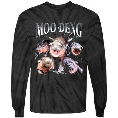 Funny Moodeng Baby Pygmy Hippo Cute Zoo For Family Tie-Dye Long Sleeve Shirt