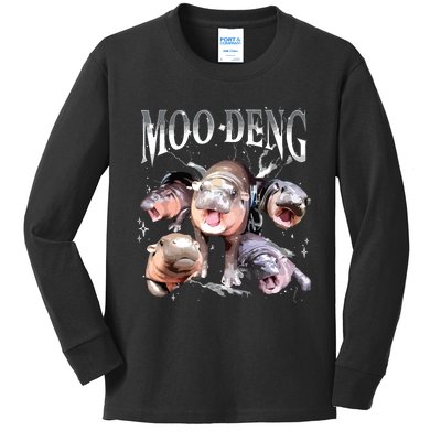 Funny Moodeng Baby Pygmy Hippo Cute Zoo For Family Kids Long Sleeve Shirt