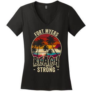 Fort Myers Beach Strong Community Strength Prayer Support Women's V-Neck T-Shirt