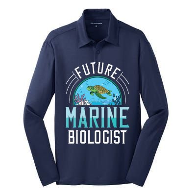 Future Marine Biologist Biology Ocean Life Silk Touch Performance Long Sleeve Polo